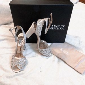 Badgley Mischka ivory rhinestone heels